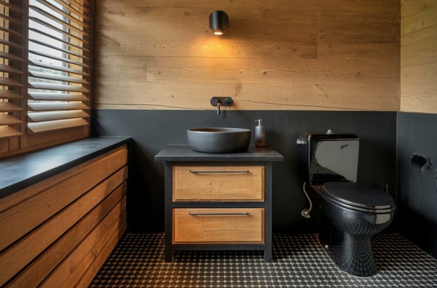 Black and Wood Bathroom