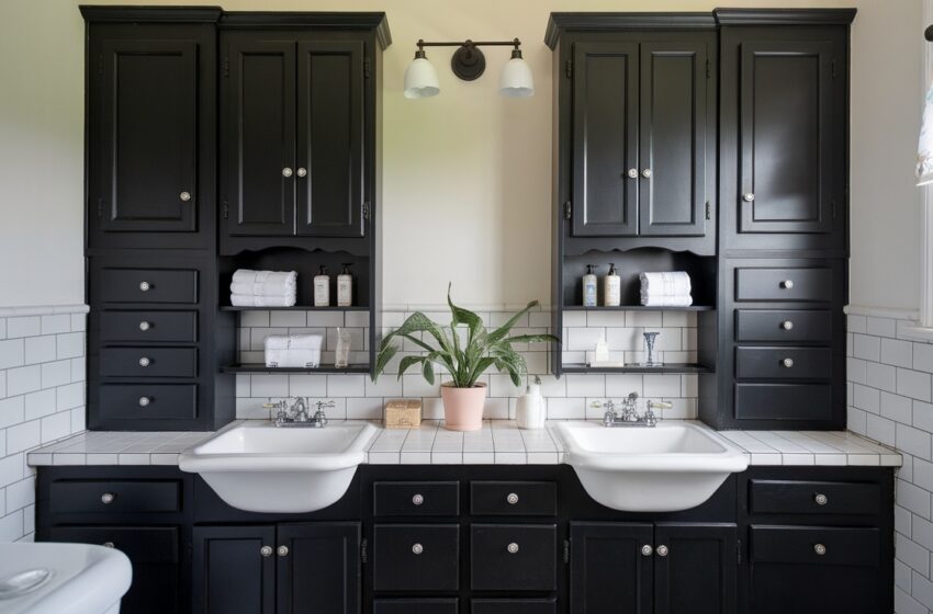 black bathroom cabinets