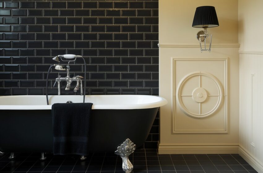 black and cream bathroom